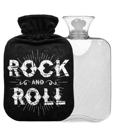 NAANLE ROCK AND ROLL hot water bottle with reference transparent hot water bottle Handfoots Heating bags for pain relief heat and cold therapy 1L