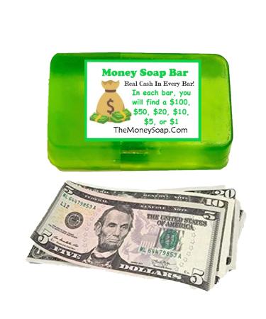 Money Soap With Real Cash In Every Bar, Jackpot Practical Joke Gag Gifts, Green With A Fruity Pear Scent, Fun Gifts For Him Or Her, Up To 100 In Each One