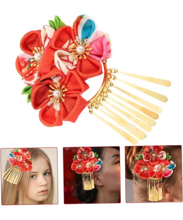 minkissy Hair Grips Japanese Kimono Hair Chopsticks Japanese Style Hair Flower Hair Clip Hair Barrettes Chinese New Year Hair Clip Hanfu Chinese Wedding Decoration Dynamic China Bride M Red - Buy Online on GoSupps.com