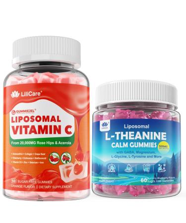 LILICARE Liposomal L-Theanine Gummies 500mg & Vitamin C 1000mg Gummies