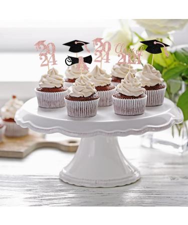 36 Pcs 2024 Graduation Cupcake Toppers Glitter Graduation Cupcake Picks Class Of 2024 Grad Cap Diploma Cupcake Toppers Graduation Theme Party Cupcake Decorations Supplies Rose Gold - Buy Online on GoSupps.com