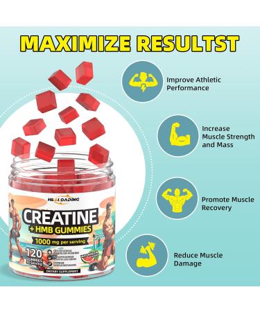 HEALOADING Creatine Monohydrate Gummies HMB Supplements for Men - Creatine and HMB Supplement for Boost Strength Performance Build Muscle Supports and Muscle Growth & Recovery - Buy Online on GoSupps.com