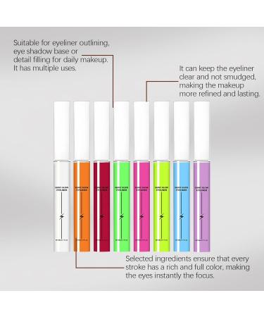 Eyeliner Pencil Gloss 8 Colors Long Lasting Effect Defined Lines with Waterproof EyelinerFor Outdoor Activities Event Work Night Wedding Travel Party Daily Use Home Women - Buy Online on GoSupps.com