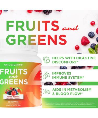 selfevolve Fruits and Greens Organic Probiotic Powder: 30 Servings for Men & Women. Vegan with 10 Billion CFUs Spirulina Kale Spinach Chlorella Elderberry Digestive Enzymes - Probiotics - Buy Online on GoSupps.com
