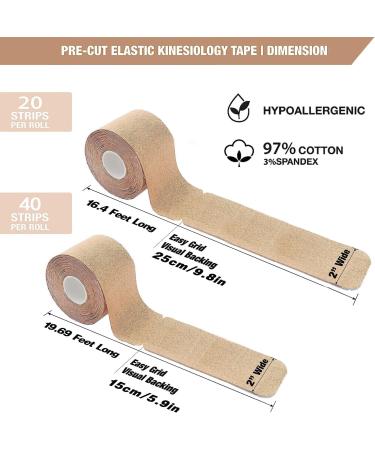 Buy Kinesiology Tape Precut - 4 Rolls Cotton Elastic Muscle & Joint Support Hypoallergenic Waterproof K Tape for Pain Relief | International Shipping - Buy Online on GoSupps.com