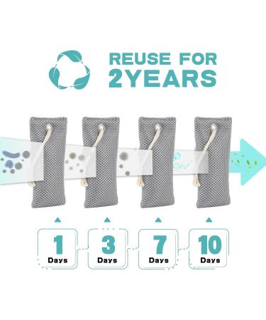 Nature Fresh Activated Charcoal Air Purifier Bags - Odor Eliminator Moisture Absorber & Natural Car Freshener (4 Pack 200g Each) - Perfect for Home Pets Shoes & Closets - Buy Online on GoSupps.com