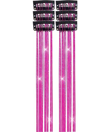 Hair Tinsel | 6 Shiny Clip in Hair Tinsel Kit | Colorful Fairy Glitter Hair Tinsel Clip Smooth for Christmas Daily Life Birthday Hot Pink - Buy Online on GoSupps.com