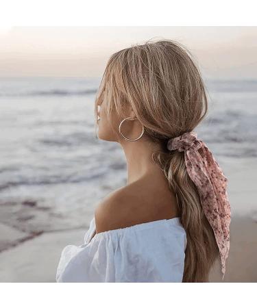 YOHAMA Floral Print Scarf Scrunchies with Tail Ribbons - 4 Pack | Women Hair Ties Ponytail Holder for Bun Hairstyles & Curly Hair - Perfect Girlfriend Gift & Holiday Decoration - Buy Online on GoSupps.com