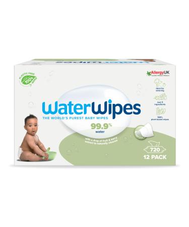 Waterwipes plastic -free textured cleaning towels for toddlers & babies 720 pieces (12 packs) 99.9 % water -based cleaning cloths unpared for sensitive skin 720 pieces (12 pack)