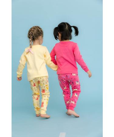 Artie Baby Girls 100% Cotton Long Sleeve Pyjamas for Kids | Set of 2 Footless Pajamas | Comfortable Nightwear for Children 12M-8Y | 5-6 Years, Yellow - Buy Online on GoSupps.com