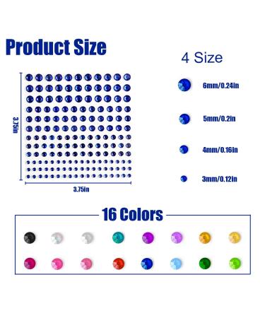Self Adhesive Rhinestone Stickers - 2640 Pieces Face Gems for Makeup & DIY - 16 Sheets Bling Jewels Stickers - 4 Sizes & Colors Included - Buy Online on GoSupps.com