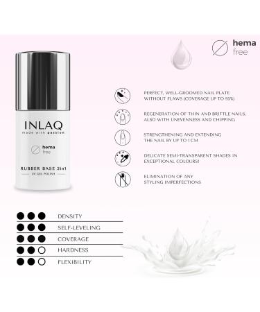 INLAQ 2in1 HEMA-Free Rubber Base Gel UV Rose 6 ml - Nail Polish Base Gel for up to 95% Opacity - Hard Gel Cover Rose - Buy Online on GoSupps.com