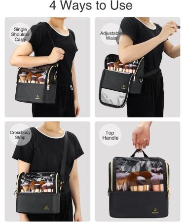 Travel Makeup Brush Holder Case with Shoulder Strap - J-black Large - Buy Online on GoSupps.com