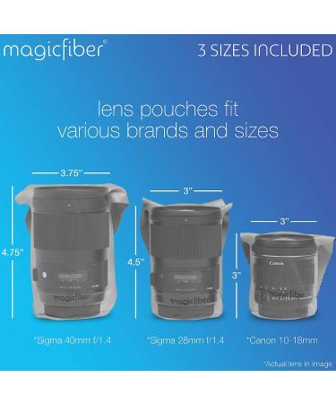 MagicFiber Microfiber Camera Lens Pouches (3 Pack) - Soft Bags with Cleaning Cloth for Camera Lens Storage - Buy Online on GoSupps.com