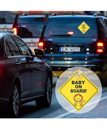 Hredzeo Car Sticker for Children - 2 PCS Waterproof Baby Character Safety Warning Stickers with Suction Cup | Bright Yellow Child Safety Signs - Buy Online on GoSupps.com
