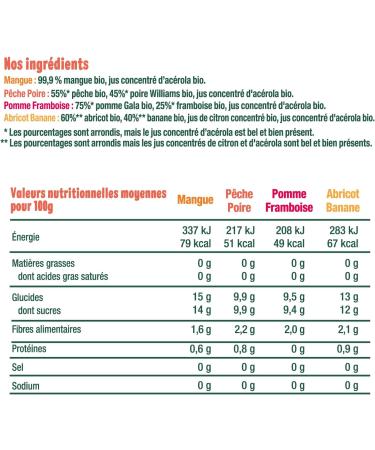 GOOD GO T - Variety Fruit Bottles - 4 Baby Compotes - From 4 Months - No Added Sugars - Made in France - 4x120g - Pack of 8 - Buy Online on GoSupps.com