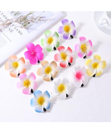 Hawaiian Plumeria Hair Clip Set - 24 Foam Hairpins in 12 Colors for Summer Beach Parties & Weddings - Buy Online on GoSupps.com
