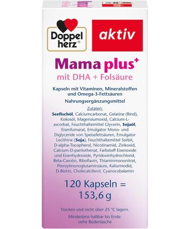 Double Heart Mama Plus - DHA & Folic Acid for Women s Health | 120 Capsules - Essential Nutrients for Pregnancy & Breastfeeding - Buy Online on GoSupps.com