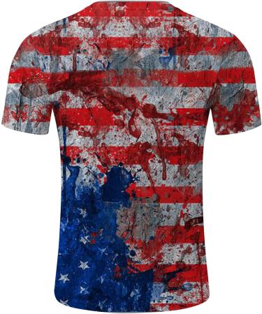 BEUU Soldier Short Sleeve American Flag T-Shirt | Retro Patriotic Men's Tee, Gray-112 Medium - Buy Online on GoSupps.com