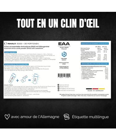 EAA powder GREEN APPLE 500gr - essential amino acids - 11gr of protein per serving - no bad aftertaste - vegan & - Buy Online on GoSupps.com