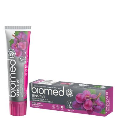 Biomed Sensitive 98% Natural Toothpaste | Sensitivity & Enamel Strengthening | Red Grape Seed Extract Vegan SLES Free 100g Sensitive 100 g (Pack of 1)