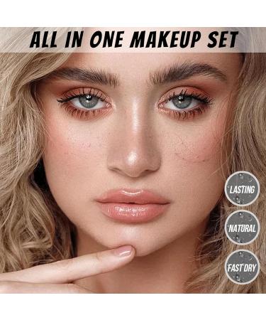 All in one Makeup Set Full Makeup Kit with Makeup Bag Portable 40Color Eyeshadow Palette Face Primer Foundation Make up Concealer Eyeliner Stamp Mascara Lip Gloss Make-up Set Travel - Buy Online on GoSupps.com