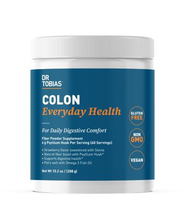 Dr. Tobias Colon Everyday Health - Gut Health for Women & Men - Psyllium Fiber Powder Drink with 4g Psyllium Husk Powder per Serving Vegan Gluten Free Non-GMO Strawberry Flavor 60 Servings Strawberry 10.2 Ounce (Pack o