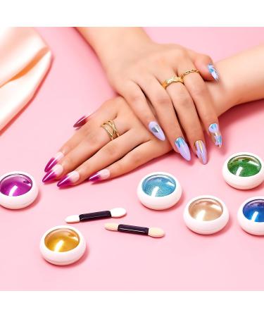 Makartt Mirror Chrome Nail Powder Set - 10 Colors Metallic Pigment with Sticks for Gel Nails - Nail Decoration Kit for Mirror Effect - Buy Online on GoSupps.com