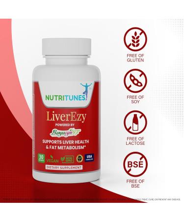 Liver Support Supplement Supports Detox Cleansing & Lipid Metabolism with Bergacyn FF (Bergamot & Artichoke) 30 LiverEzy Vegan Capsules - Buy Online on GoSupps.com