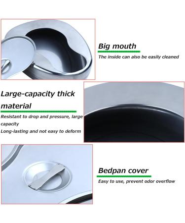 Stainless Steel Bed Pans Bedpans with Lid Spill Proof for Bed Bound Patient Bed Pans for Elderly Females and Male Easy to Wash to Elderly Patient - Buy Online on GoSupps.com