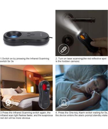 Pocket-Sized Hidden Camera Detector | LED Device Finder with Infrared Viewfinders | Anti-Spy Camera Locator with Chargeable Anti-Theft Alarm for AirBnB, Hotels, and Bathrooms - Buy Online on GoSupps.com