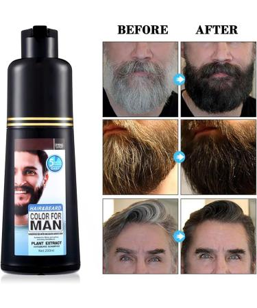 Men Mustache & Beard Dye for Gray Hair to Black Beard Dye for Men Black in 5 Minutes for Easy Application Natural Black Beard Color & Hair Dye Shampoo for Facial Gray Hair Coverage 200ml. - Buy Online on GoSupps.com