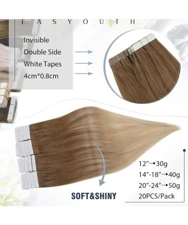 Easyouth Tape in Human Hair Extensions Balayage Brown Blonde Ombre 22 Inch 50g 20Pcs #10/14 - Buy Online on GoSupps.com