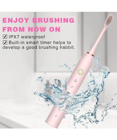 Buy Electric Toothbrush for Adults - 6 Modes 42000 VPM 8 Brush Heads Sonic Black & Pink | International Shipping Available - Buy Online on GoSupps.com