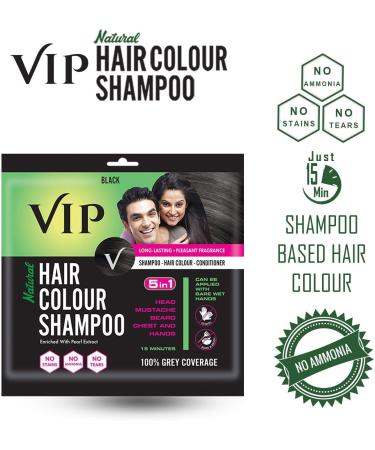 VIP Pack of 6 5 in 1 Natural Color Shampoo Sachets Black 40g - Buy Online on GoSupps.com