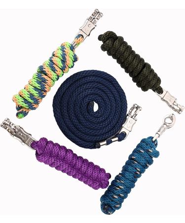 Merauno Lead Rope for Horse - Tie Rope in Various Stylish Designs Lead Rope Pony Donkey Goat with Panic Hook Black Blue Rose Gold Beige (Navy Blue Panic Hook) - Buy Online on GoSupps.com