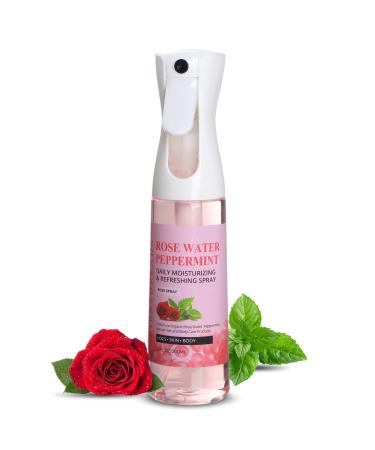 Rose Water and Peppermint Hair Scalp Moisturizing Spray with Castor Oil - For Natural Loc Care and Dreadlock Maintenance (10 oz) 10 Fl Oz (Pack of 1)