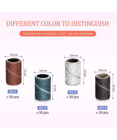 202-Piece Nails Sanding Bands Manicure Drill Set - 200 Colorful Grit Bands with 2 Nail Drill Bits - Buy Online on GoSupps.com
