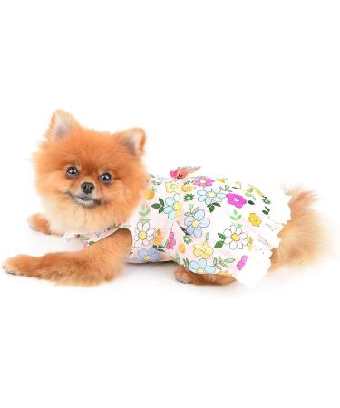SMALLLEE_LUCKY_STORE Girl Pet Clothes Cute Lace Floral Dog Dress with Bow for Small Dogs Cats Puppy Princess Costume Yorkie Chihuahua Summer Apparel Pink XS XS pink - Buy Online on GoSupps.com