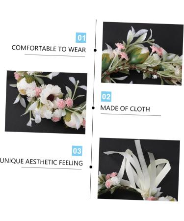 Holibanna Wreath Flower Hair Band Photo Props Headpiece for Women Retro Leaves Women Floral Boho Wedding Decor Garland Wedding Headdress Headband Fabric Travel European and American White One Size White - Buy Online on GoSupps.com