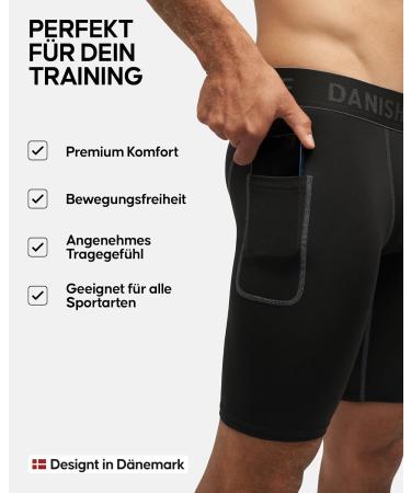 DANISH ENDURANCE Men's Compression Pants - 2 Pack Training Tights with Pocket (Black & Grey XL) | International Shipping - Buy Online on GoSupps.com