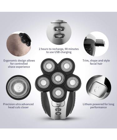 Upgrade 6D Electric Razor for Men 5 in 1 Bald Head Shavers for Men Electric Razors Waterproof Bald Head Shaver Cordless Electric Shavers Rotary Shavers Rechargeable Shavers for Men 6D Gray - Buy Online on GoSupps.com
