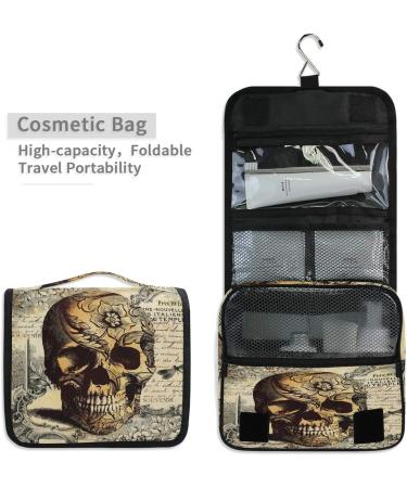 Shop Vintage Floral Skull Cultural Bag | Halloween Travel Wash Organizer for Men & Women - Portable Makeup & Cosmetics Storage with Hooks - Buy Online on GoSupps.com