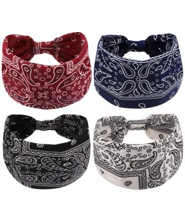 Knot Headbands for Women Wide Plain Bandana Headbands 4 Packs AOPRIE Top Knotted Headbands for Women Hair Bands for Women's Hair Soft Turban Headbands for Women Wide Headbands for Women Red Black Blue Water Drop - Buy Online on GoSupps.com