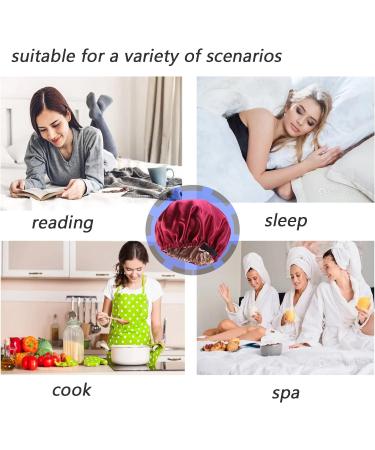 Satin Sleep Cap for Women - Adjustable Silk Bonnet for Curly Natural Hair (Red) - Buy Online on GoSupps.com