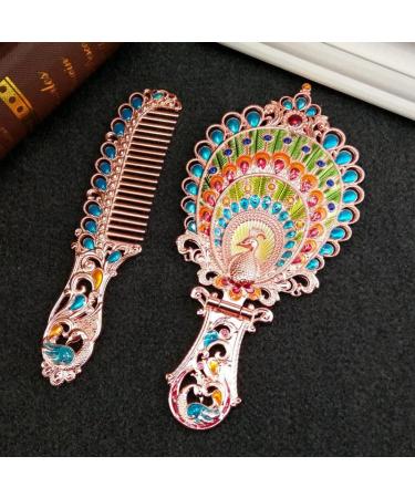 BYVUTE Vintage Handheld Mirror Set with Comb - Antique Princess Castle Vanity Mirror and Embossed Hair Brush Gift for Women and Girls - Buy Online on GoSupps.com