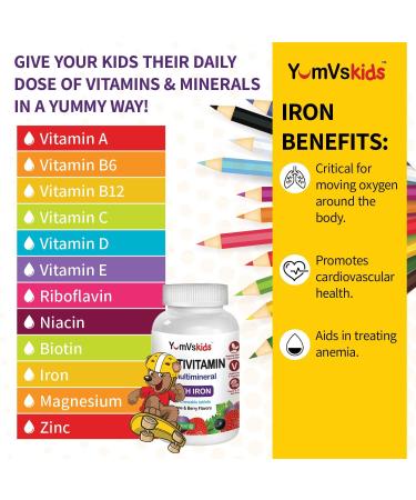 YumV's Multivitamin & Multimineral with Iron - Grape & Berry Chewables, 120 Tablets - Buy Online on GoSupps.com