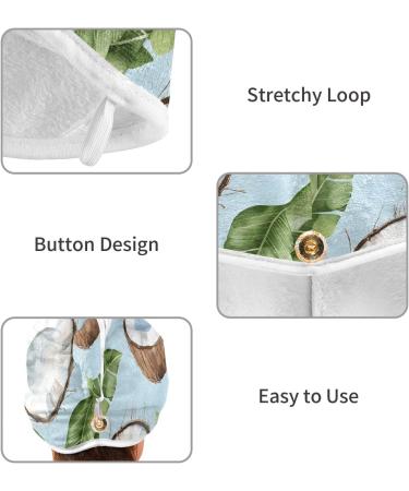 Watercolor Coconuts & Green Leaves Hair Towel 2 Pack - Super Absorbent Quick Dry Turbans for Women & Girls - Buy Online on GoSupps.com