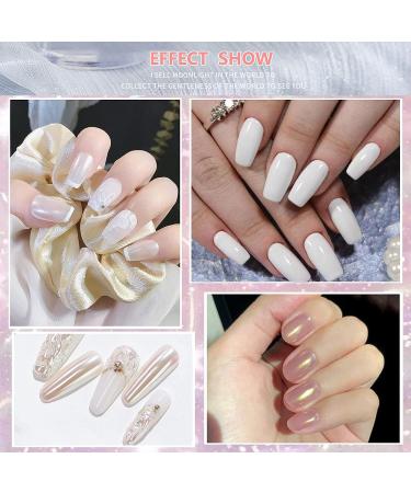 White Pearl Chrome Nail Powder - Iridescent Mirror Effect Aurora Metallic Holographic Pigment for DIY Manicure Nails - Buy Online on GoSupps.com