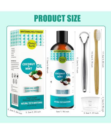 Natural Coconut Oil Mouthwash & Bamboo Toothbrush Set - 8 Fl Oz | Alcohol-Free Fresh Breath & Tooth Whitening | Eco-Friendly Oral Care - Buy Online on GoSupps.com